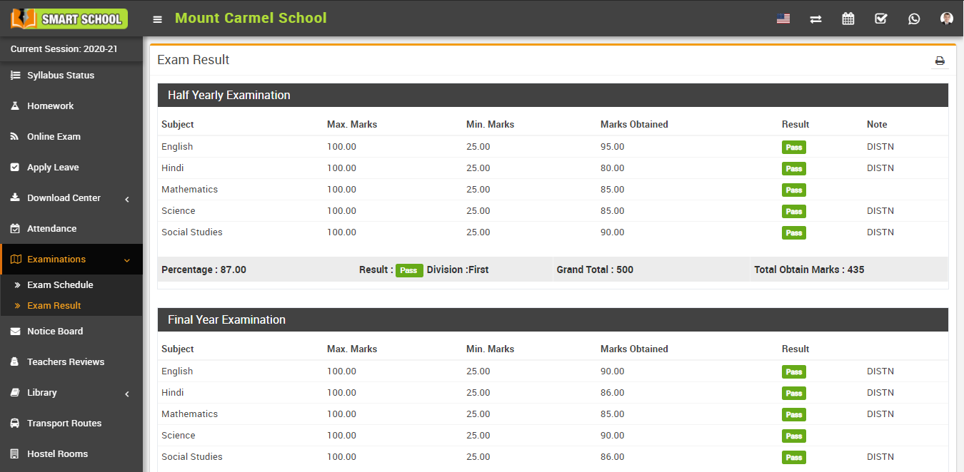 student-exam result image