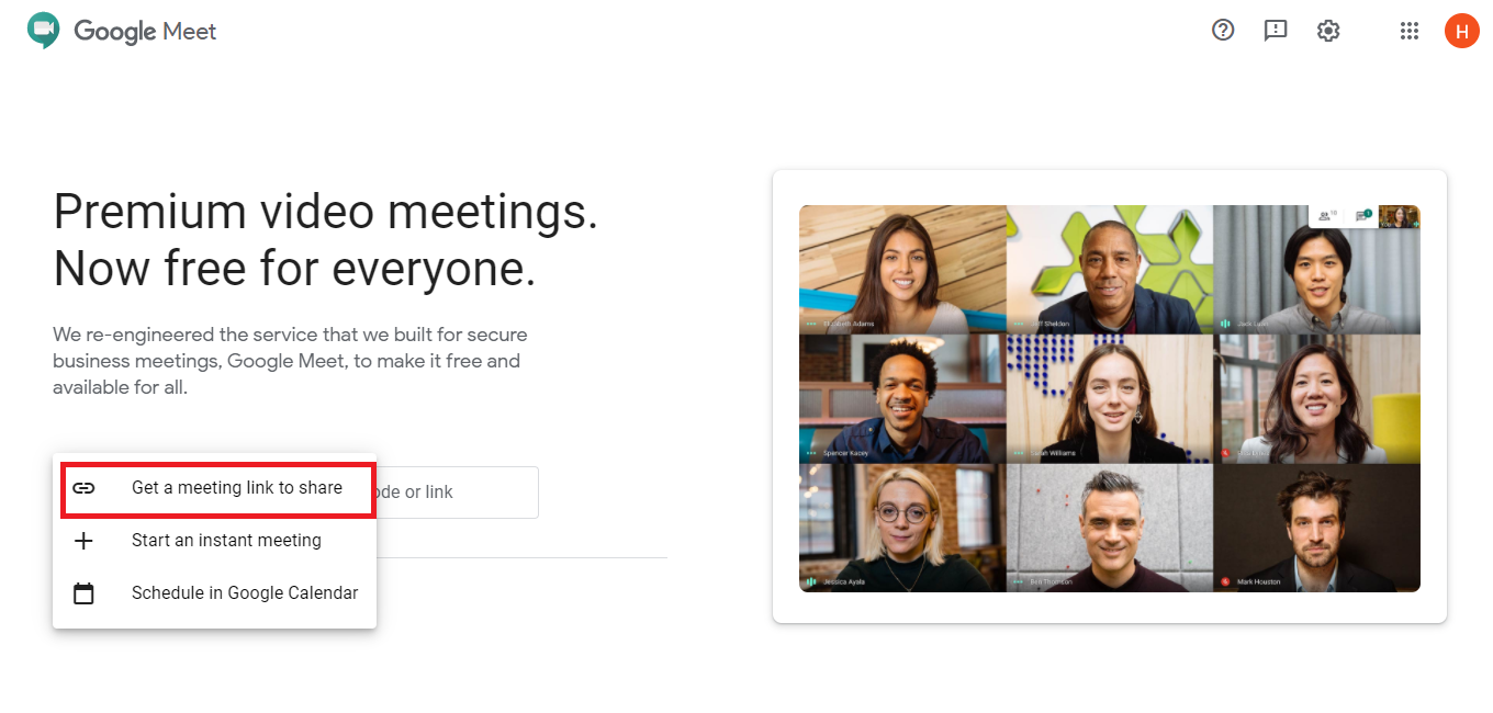 Get meeting link to share image