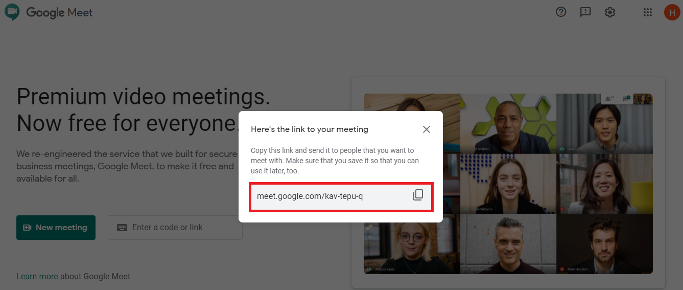 Gmeet Meeting URL image