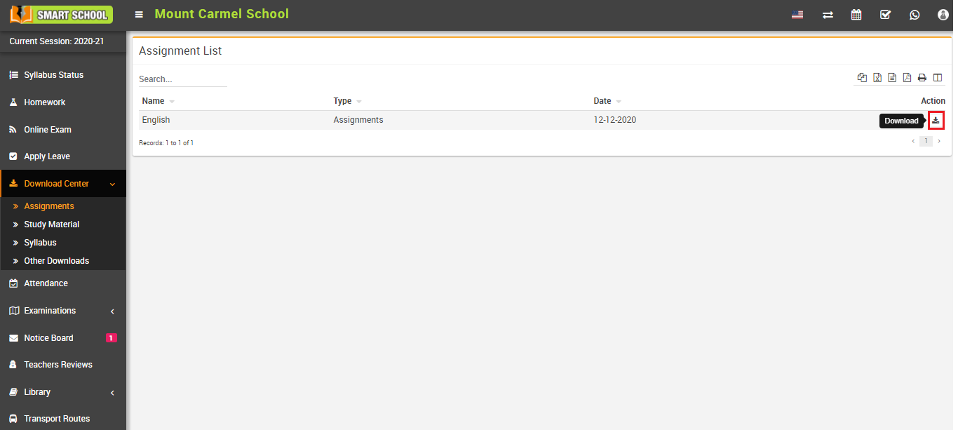 student download assignment image